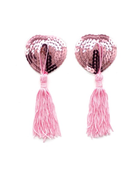 Pezoneras Autoadhesivas Forma de Corazon con Lentejuelas Rosa