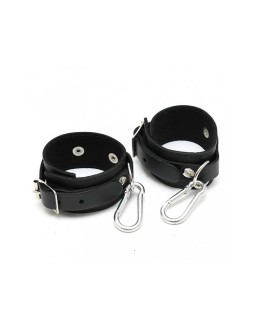 Esposas Cuero Negro con Mosquetones 2