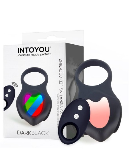 Darkblack Anillo Vibrador con Led Control Remoto USB Silicona Darkblack Anillo Vibrador con Led Control Remoto USB Silicona