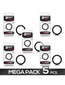 Pack de 5 Anillo Pene Silicona Liquida 34 cm