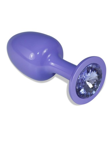 Plug Anal de Metal Purpura Rosebud con Joya Azul