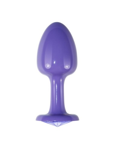 Plug Anal de Metal Purpura Rosebud con Joya Azul
