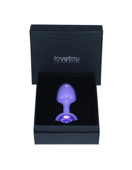 Plug Anal de Metal Purpura Rosebud con Joya Azul Plug Anal de Metal Purpura Rosebud con Joya Azul