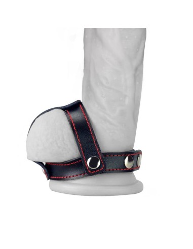 Anillo de Pene y Testiculos Cuero Negro