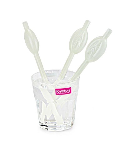 Pajita de Vagina Brilla en la Oscuridad Pack de 9