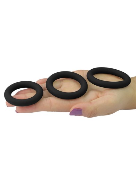 Pack de 3 Anillos para el Pene Power Plus Negro