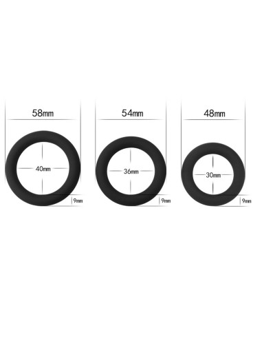 Pack de 3 Anillos para el Pene Power Plus Negro