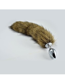 Plug Anal de Metal con Cola Marron Talla S