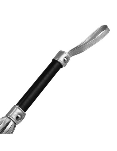 Flogger Cuero Sintetico Plateado y Negro