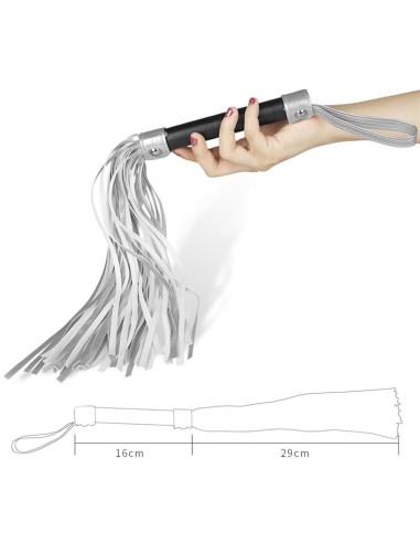 Flogger Cuero Sintetico Plateado y Negro