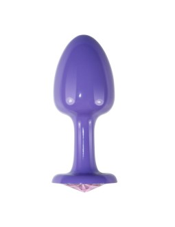 Plug Anal de Metal Purpura Rosebud con Joya Rosa 2