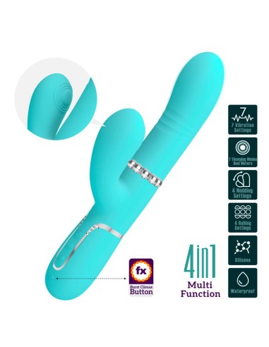 Mariana Vibrador 4 en 1 Silicona Turquesa