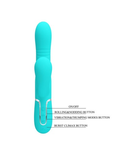 Mariana Vibrador 4 en 1 Silicona Turquesa