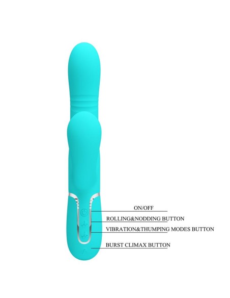 Mariana Vibrador 4 en 1 Silicona Turquesa Mariana Vibrador 4 en 1 Silicona Turquesa