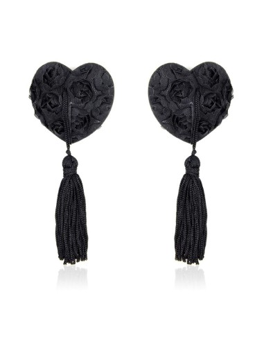 Pezoneras con Encaje y Patron Floral Negro
