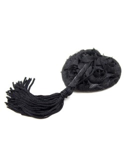 Pezoneras con Encaje y Patron Floral Negro 2