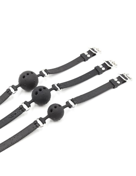 Mordaza de Bola Transpirable de Silicona 45 cm Talla M Negro