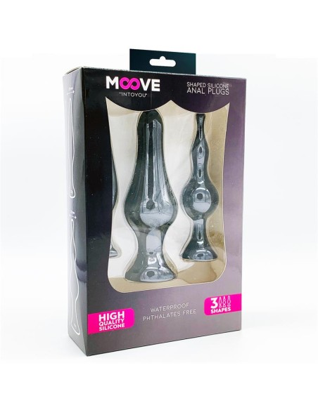 Set 3 Plugs Anal Silicona Negro