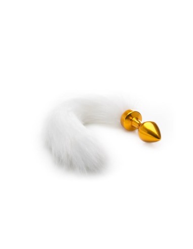 Shots Ouch Plug Anal con Cola Blanca Dorado