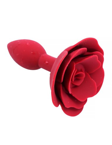 Plug Anal de Silicona con Rosa Rojo|A Placer