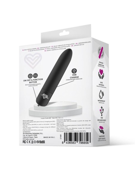 Shoty Bala Vibradora USB 10 Velocidades Potente Motor Negro