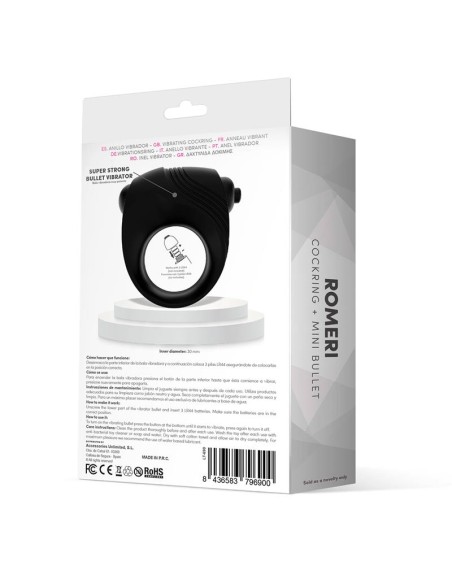 Romeri Anillo Bala Vibradora Silicona Negro Romeri Anillo Bala Vibradora Silicona Negro