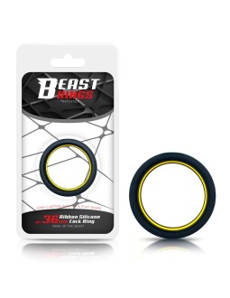 Anillo para el Pene 100 Silicona Solida 36 cm Amarillo y Negro