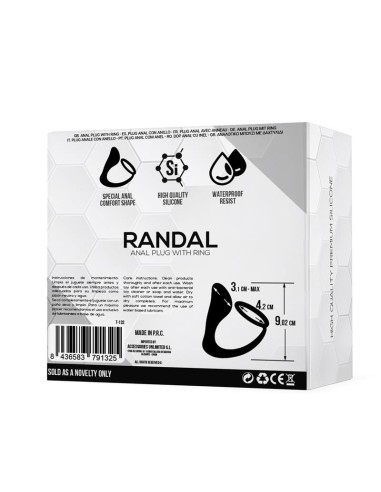 Randal Plug Anal con Anillo para el Pene Silicona Negro