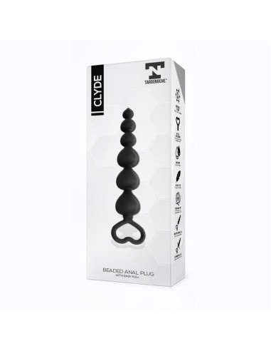 Clyde Plug Anal con Bolas con Aro de Facil Extraccion Silicona Negro