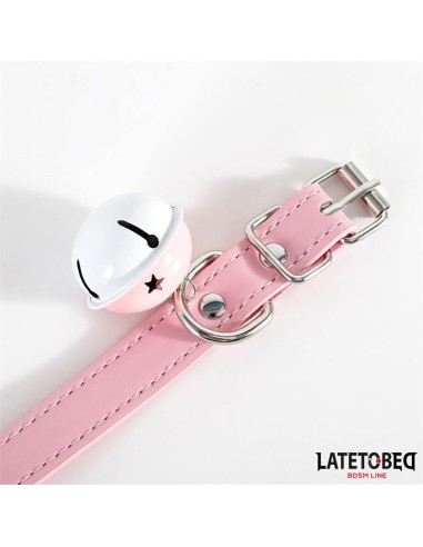 Collar con Cascabel Ajustable Rosa