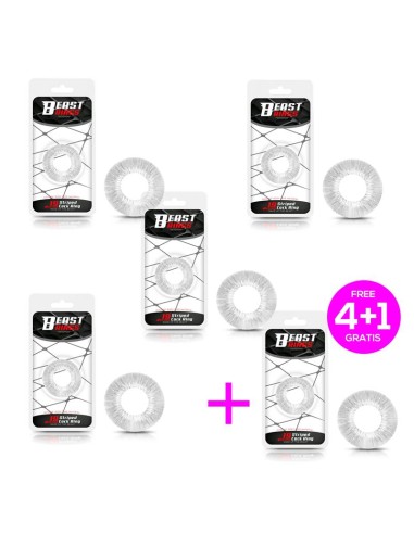 Pack 4+1 Anillo para el Pene Striped Flexible Transparente 1.9 cm|A Placer