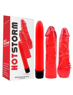 Kit Dildo y Vibrador Hers Dildo Kit Rojo