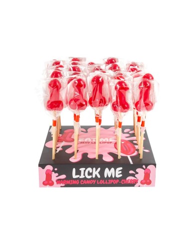 Display Piruleta Pene Cereza Efecto Calor Picante 40pcs