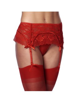 Liguero con Tanga y Medias Rojo