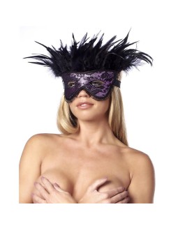 Mascara de Lujo con Plumas Purpura