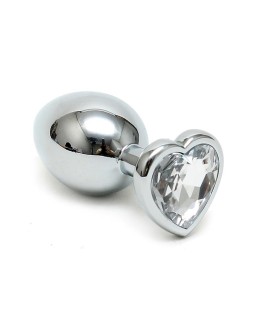 Plug Anal Acero Inox Cristal Corazon Transparente