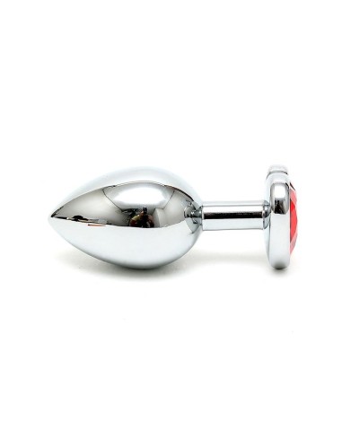 Plug Anal Acero Inox Cristal Corazon Rojo