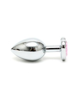 Plug Anal Acero Inox Cristal Corazon Rosa 2
