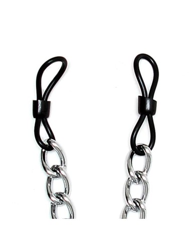 Rimba Bondage Play Pinzas para Pezones de Caucho con Cadena