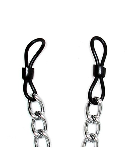 Rimba Bondage Play Pinzas para Pezones de Caucho con Cadena