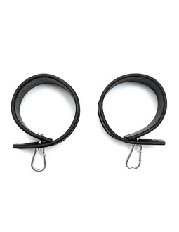 Rimba Bondage Play Esposas Ajustables De Cuero con Ganchos Carabina 2