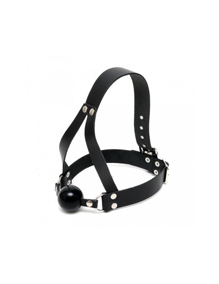 Mordaza Sujeccion de Cabeza Cuero y Silicona Ajustable Mordaza Sujeccion de Cabeza Cuero y Silicona Ajustable