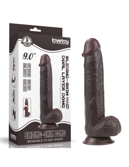 Dildo con Piel Retractil 9 Negro Dildo con Piel Retractil 9 Negro