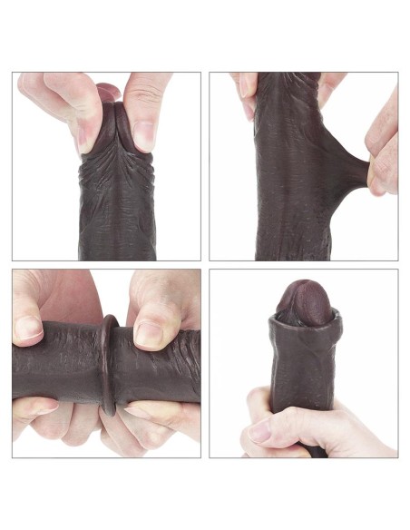 Dildo con Piel Retractil 7 Negro Dildo con Piel Retractil 7 Negro