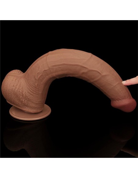 Dildo Dual Density Piel Deslizante Retractil 135