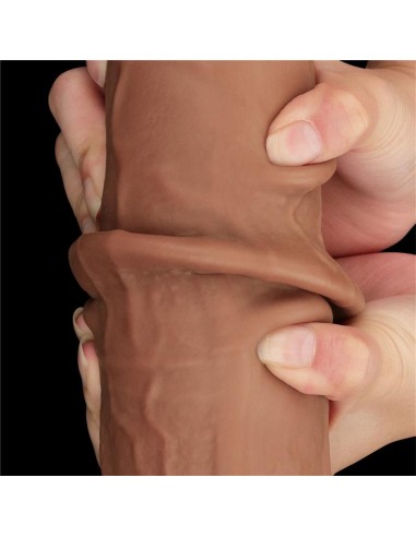 Dildo Dual Density Piel Deslizante Retractil 135