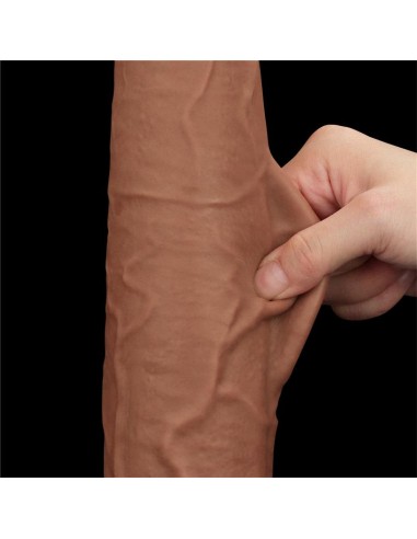 Dildo Dual Density Piel Deslizante Retractil 135