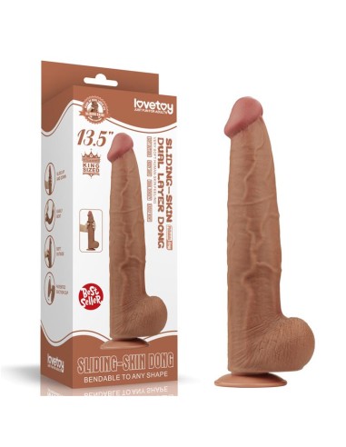 Dildo Dual Density Piel Deslizante Retractil 135