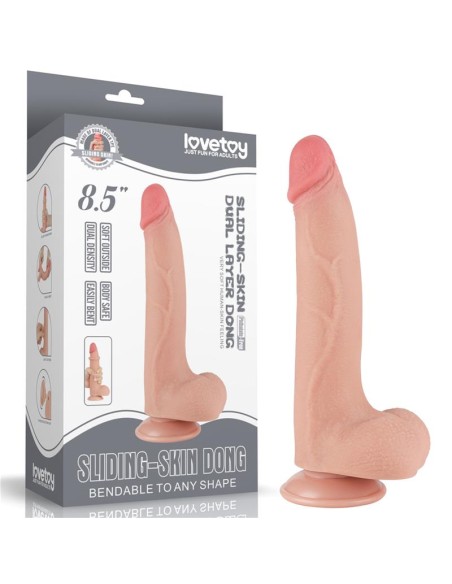 Dildo Dual Density Piel Deslizante Retractil 85