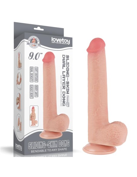 Dildo Dual Density Piel Deslizante Retractil 9
